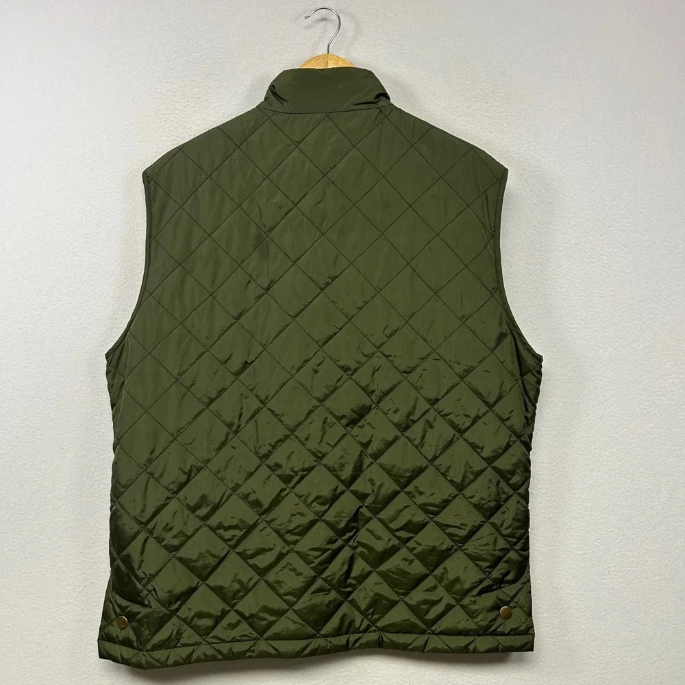 Banana Republic Gorpcore Equestrian Mens L Olive Green Quilted Corduroy Vest